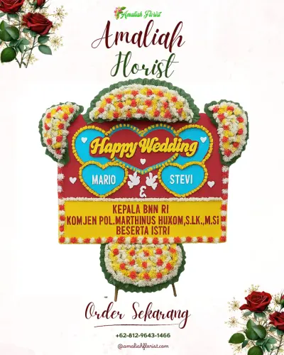 Karangan Papan Bunga Pernikahan di Podosari